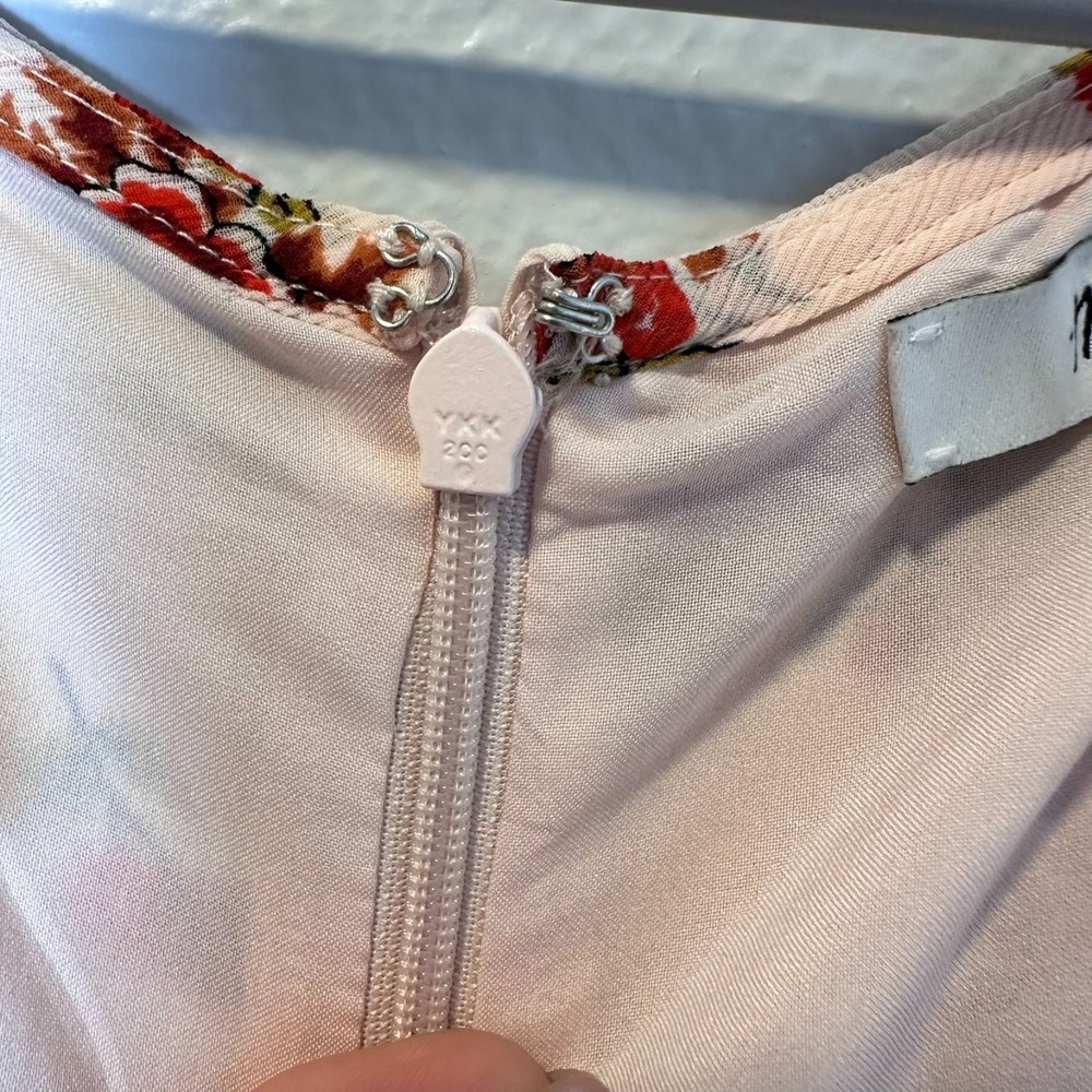 Madewell Sz-4 Midi Dress Tie Sleeve Ruffle Waist Countryside‎ Blooms Pink Floral - Picture 15 of 15